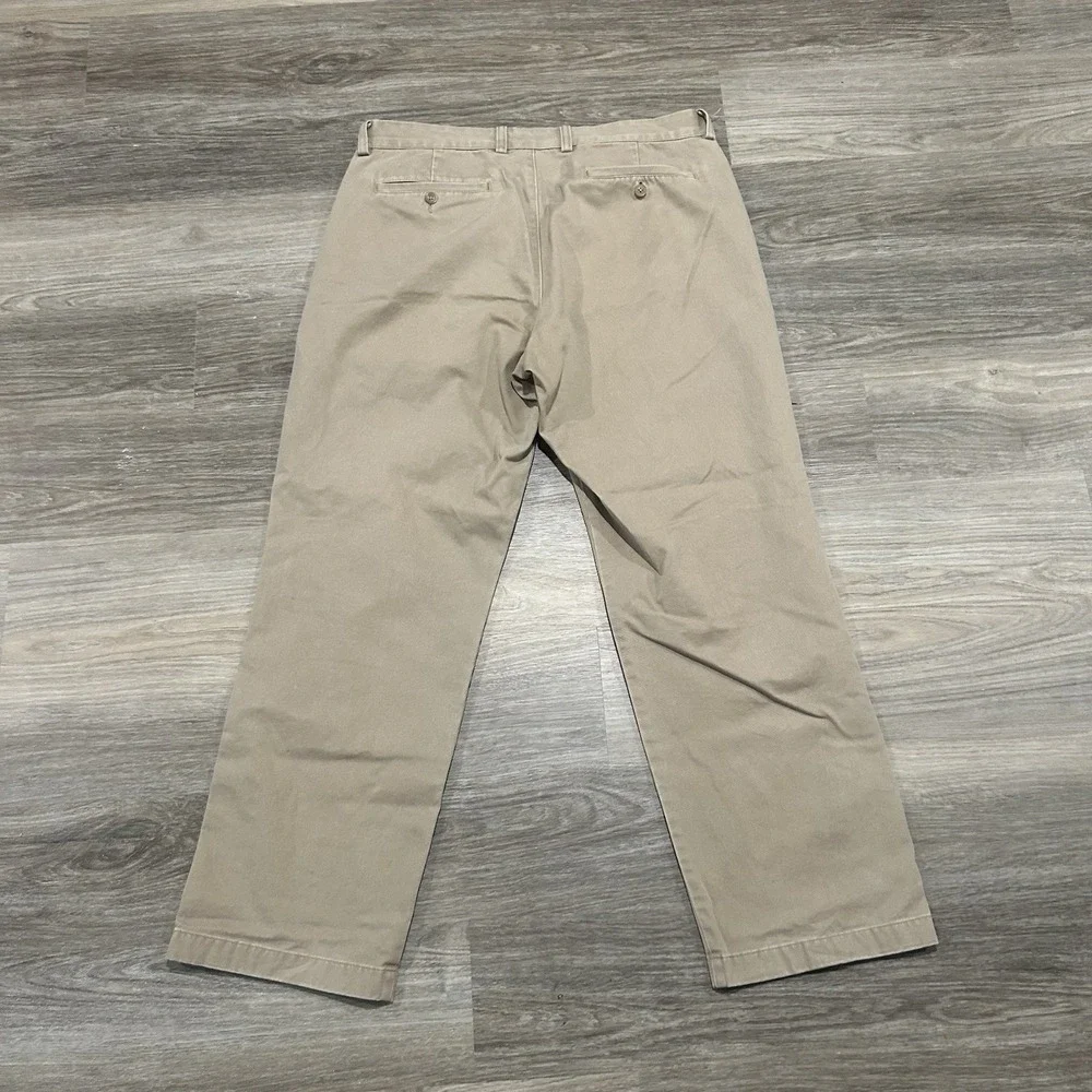 J. Crew Khaki Chino Pants Mens‎ Size 35x32 Flat Front Casual Office Brown